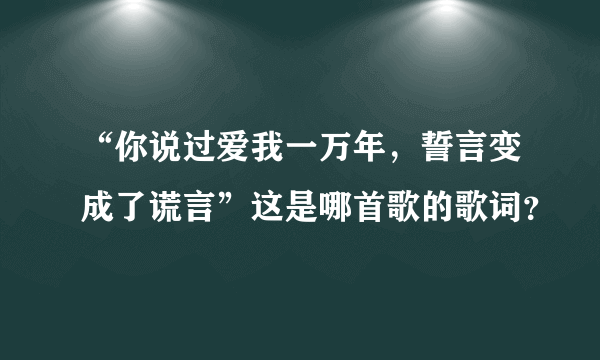 “你说过爱我一万年，誓言变成了谎言”这是哪首歌的歌词？