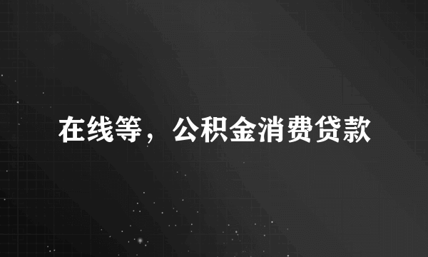 在线等，公积金消费贷款