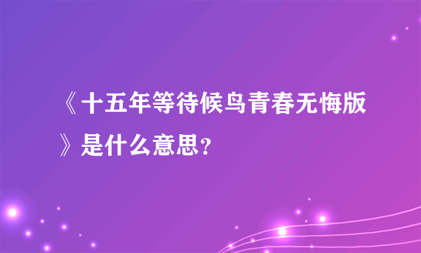 《十五年等待候鸟青春无悔版》是什么意思？