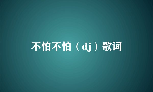 不怕不怕（dj）歌词