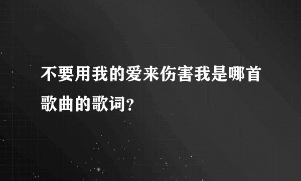 不要用我的爱来伤害我是哪首歌曲的歌词？