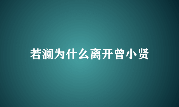 若澜为什么离开曾小贤