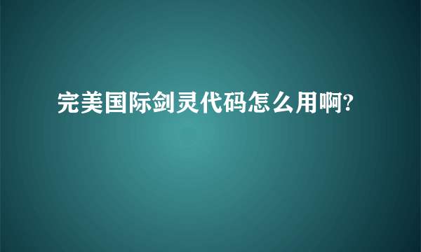 完美国际剑灵代码怎么用啊?