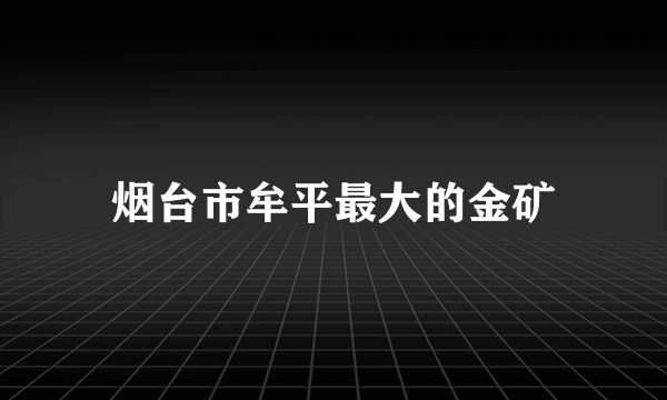 烟台市牟平最大的金矿