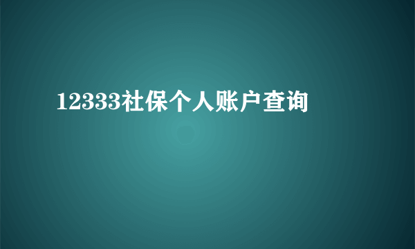 12333社保个人账户查询