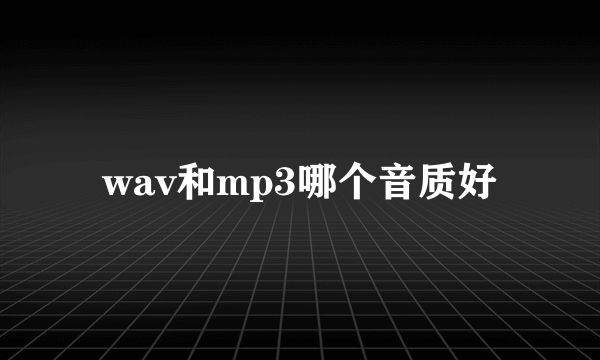 wav和mp3哪个音质好