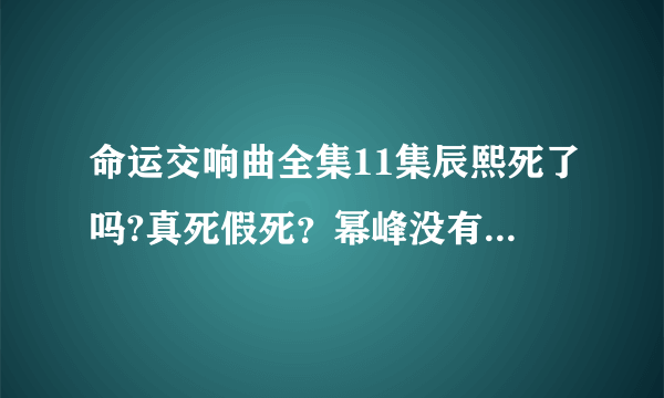 命运交响曲全集11集辰熙死了吗?真死假死？幂峰没有在一起吗？