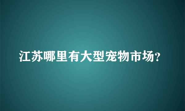 江苏哪里有大型宠物市场？