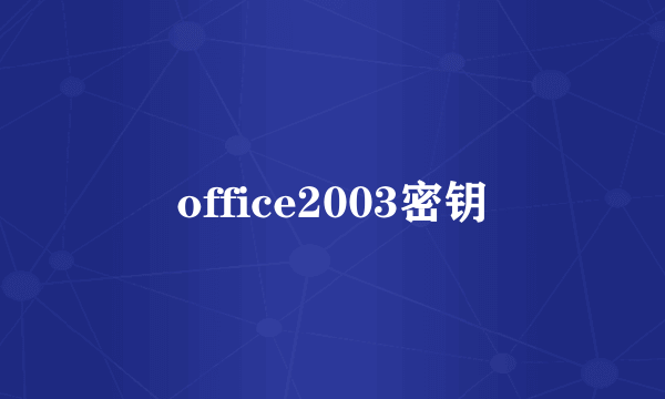 office2003密钥