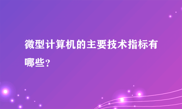 微型计算机的主要技术指标有哪些？