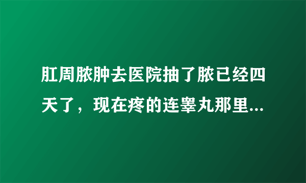 肛周脓肿去医院抽了脓已经四天了，现在疼的连睾丸那里都疼路都走不了