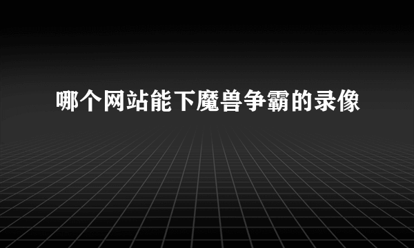 哪个网站能下魔兽争霸的录像