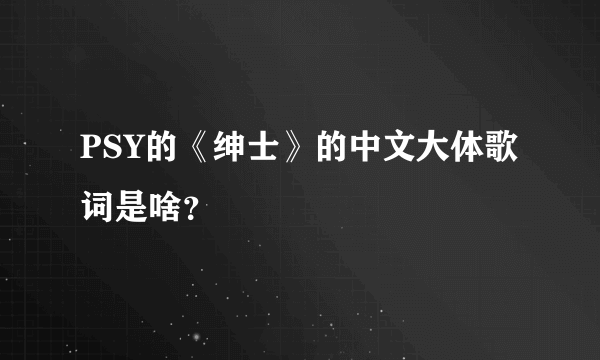 PSY的《绅士》的中文大体歌词是啥？