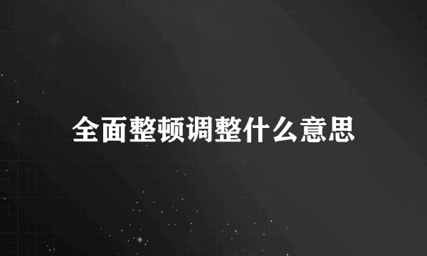 全面整顿调整什么意思