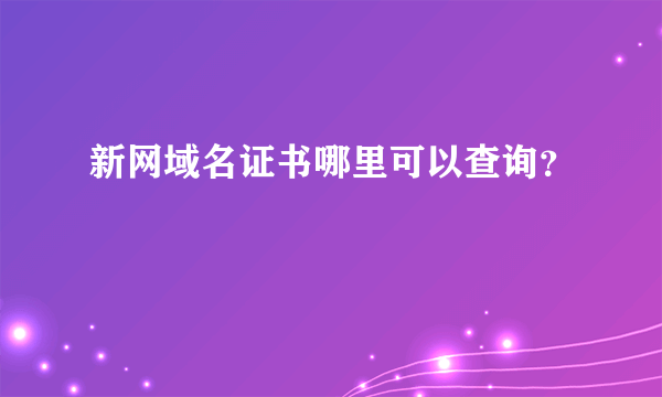 新网域名证书哪里可以查询？