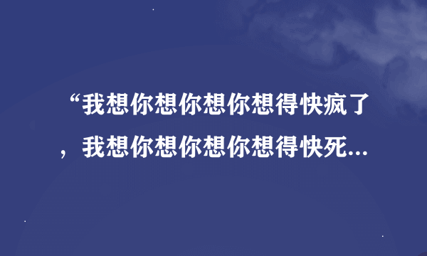 “我想你想你想你想得快疯了，我想你想你想你想得快死了。”是哪首歌的歌词？