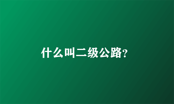 什么叫二级公路？