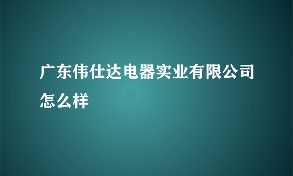 广东伟仕达电器实业有限公司怎么样