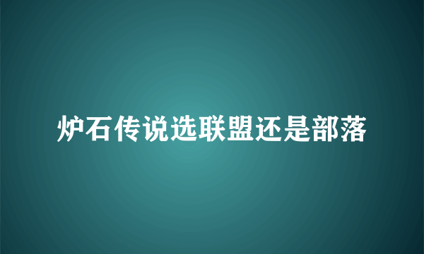 炉石传说选联盟还是部落