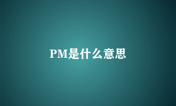 PM是什么意思