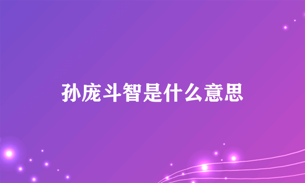 孙庞斗智是什么意思