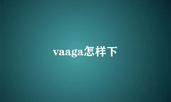 vaaga怎样下