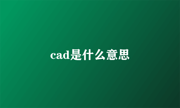 cad是什么意思