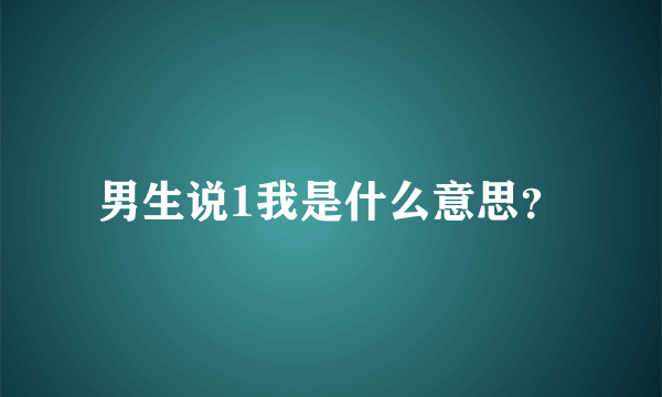 男生说1我是什么意思？