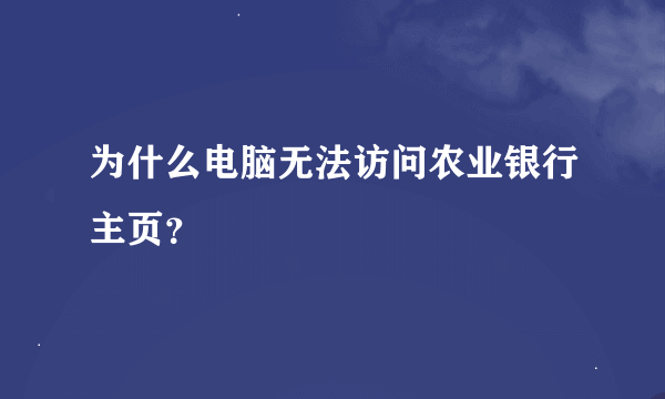 为什么电脑无法访问农业银行主页？