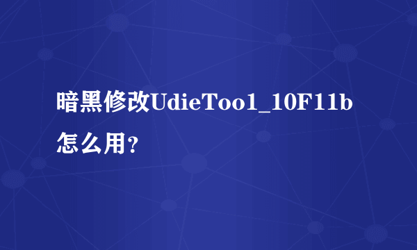 暗黑修改UdieToo1_10F11b怎么用？