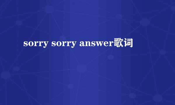 sorry sorry answer歌词