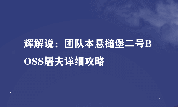 辉解说：团队本悬槌堡二号BOSS屠夫详细攻略