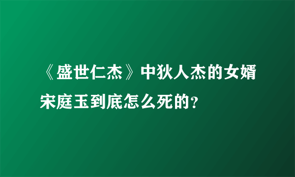 《盛世仁杰》中狄人杰的女婿宋庭玉到底怎么死的？