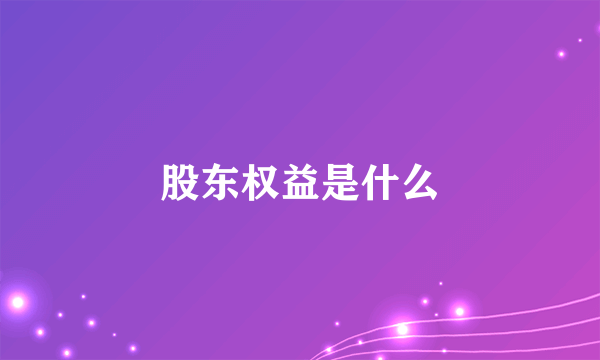 股东权益是什么