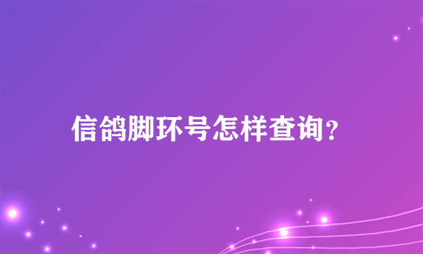 信鸽脚环号怎样查询？