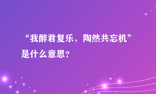 “我醉君复乐，陶然共忘机”是什么意思？