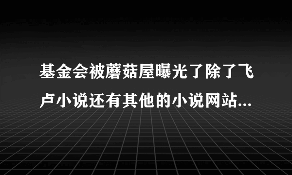 基金会被蘑菇屋曝光了除了飞卢小说还有其他的小说网站可以看吗