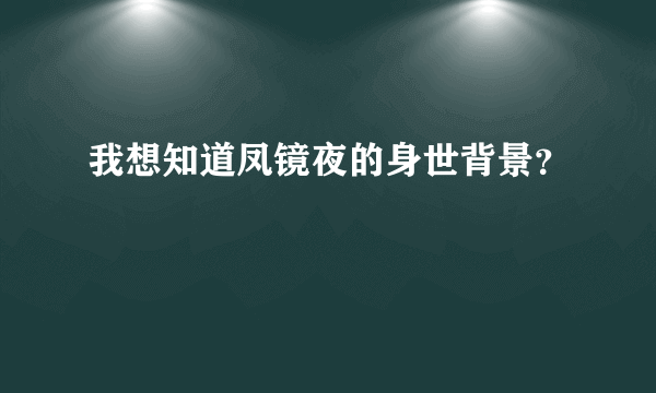 我想知道凤镜夜的身世背景？