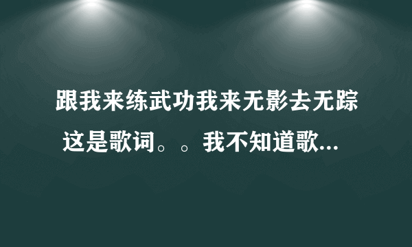 跟我来练武功我来无影去无踪 这是歌词。。我不知道歌名! 希望知道的朋友告诉下。