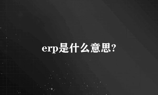 erp是什么意思?