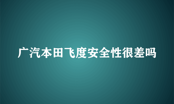 广汽本田飞度安全性很差吗