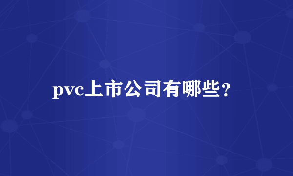 pvc上市公司有哪些？