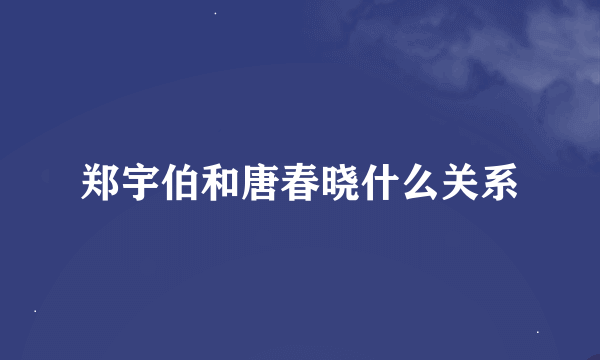 郑宇伯和唐春晓什么关系