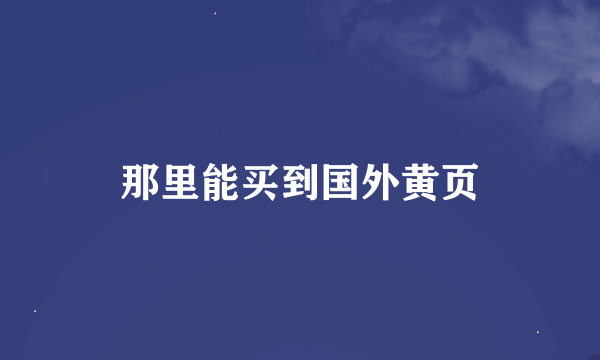 那里能买到国外黄页