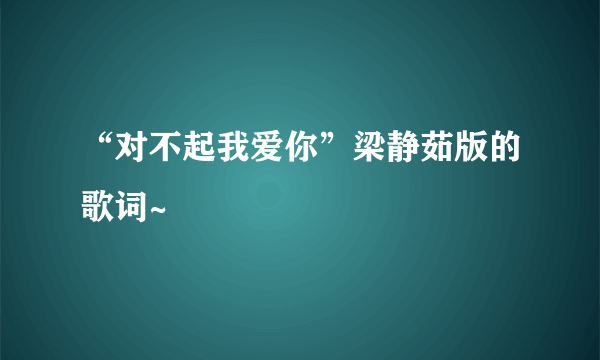 “对不起我爱你”梁静茹版的歌词~