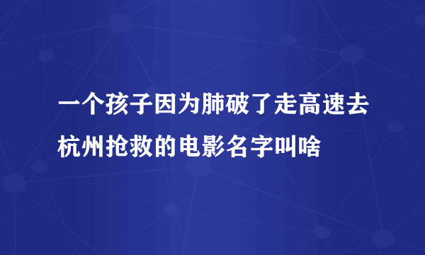 一个孩子因为肺破了走高速去杭州抢救的电影名字叫啥