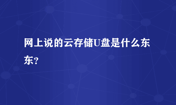 网上说的云存储U盘是什么东东？