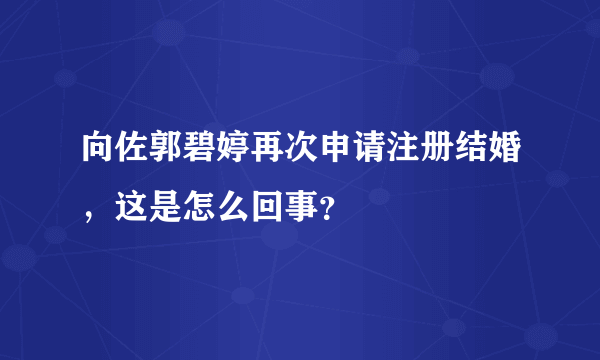 向佐郭碧婷再次申请注册结婚，这是怎么回事？