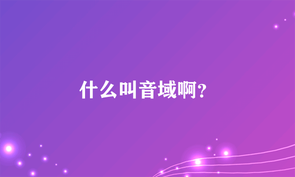 什么叫音域啊？