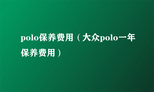 polo保养费用（大众polo一年保养费用）